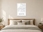 Swinton Town Centre Street Map Poster at A1, as a poster, above a bed