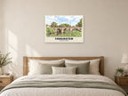 Tadcaster Bridge Poster at A1, as a poster, above a bed