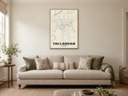 Talladega Street Map Poster at A1, in a natural wood frame, in a sitting room