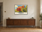 Tamworth Castle Poster at A1, in a black frame, above a sideboard