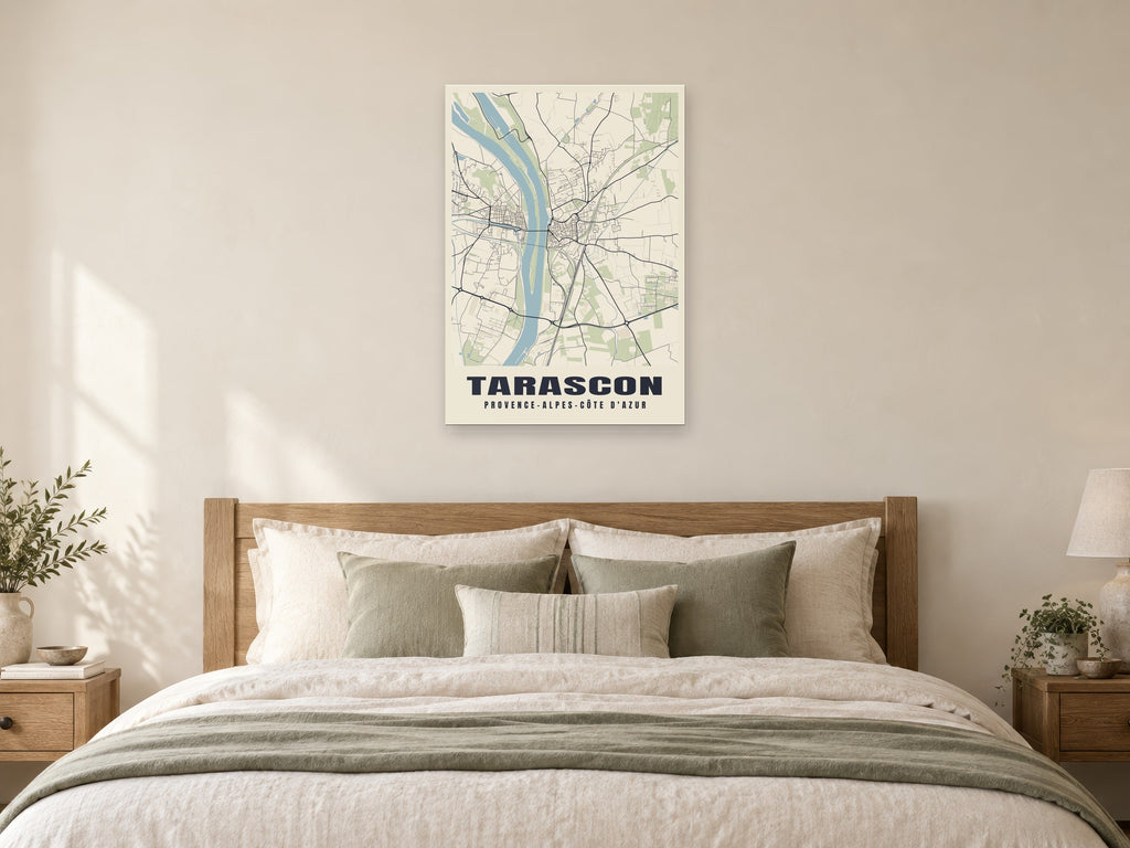 Tarascon Street Map Poster at A1, as a poster, above a bed