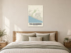 Telscombe Street Map Poster at A1, as a poster, above a bed