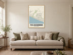 Telscombe Street Map Poster at A1, in a natural wood frame, in a sitting room