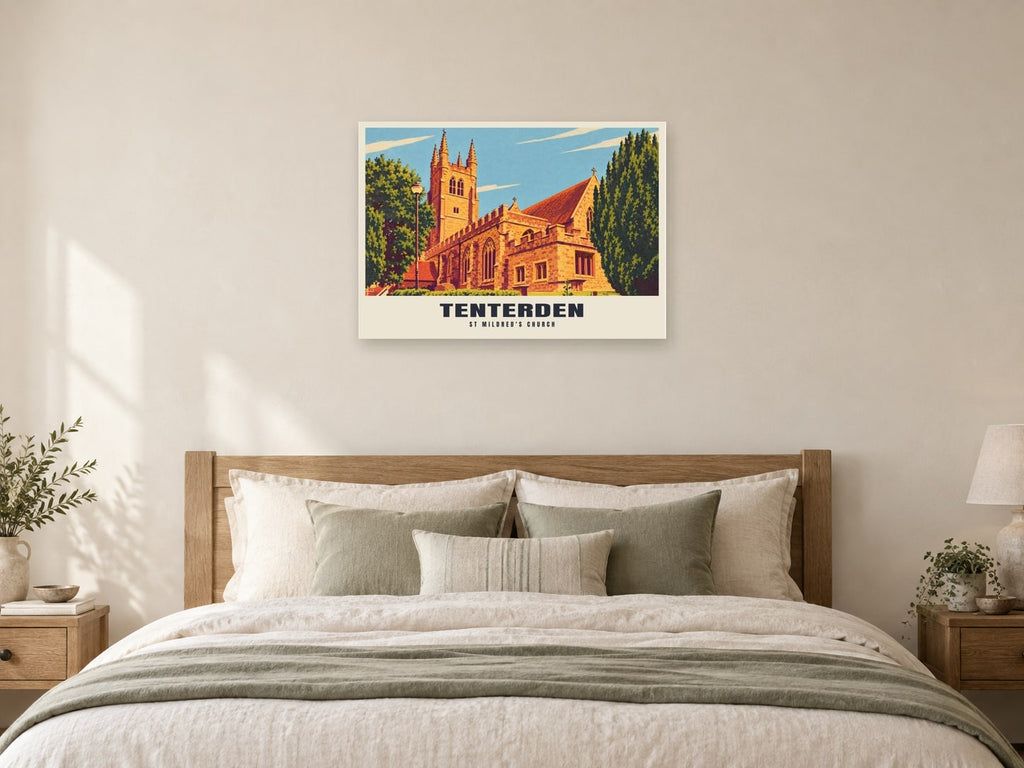 St Mildred's Church, Tenterden Poster at A1, as a poster, above a bed