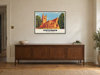St Mildred's Church, Tenterden Poster at A1, in a black frame, above a sideboard