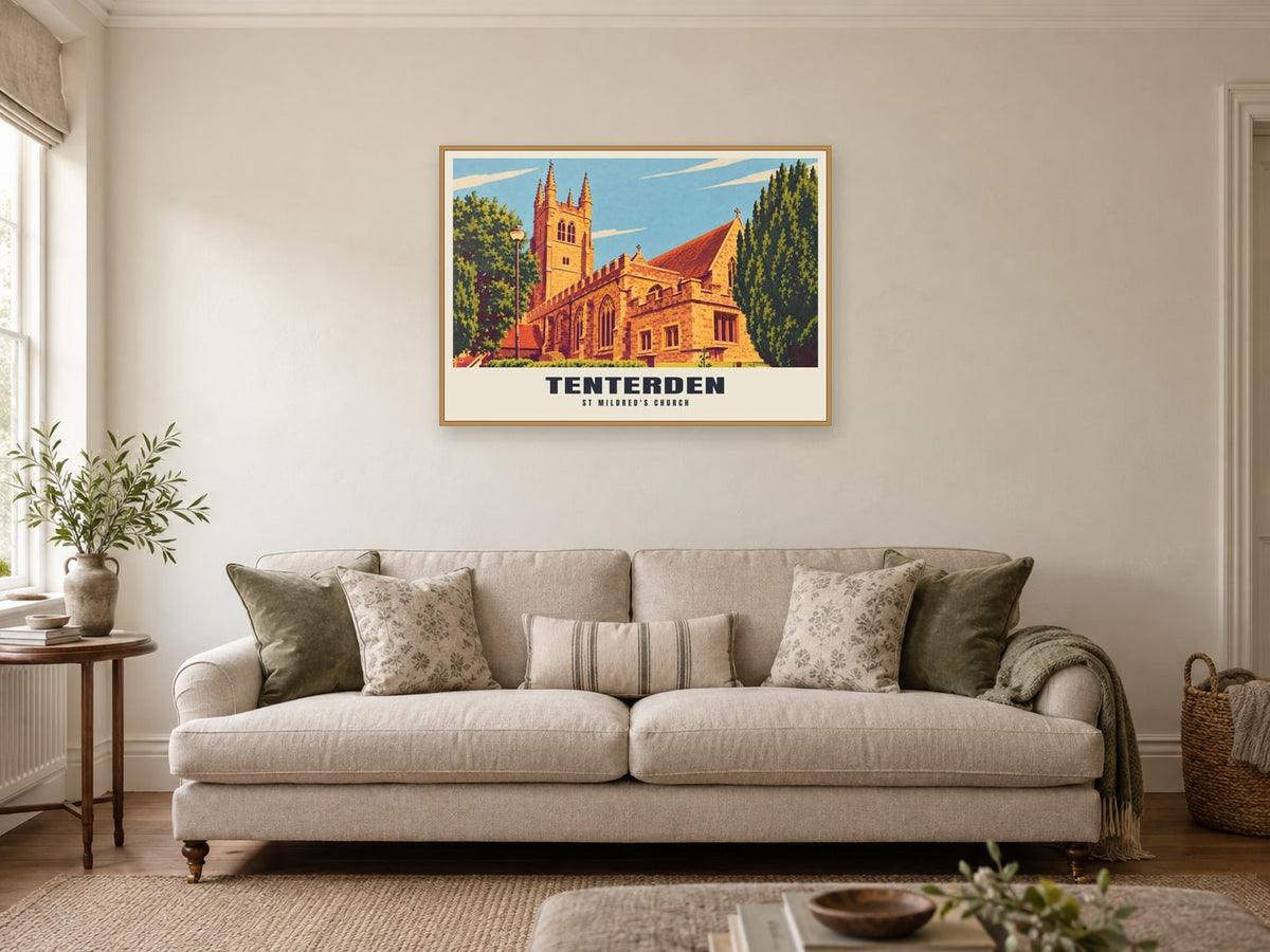 St Mildred's Church, Tenterden Poster at A1, in a natural wood frame, in a sitting room