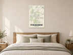 Thame Street Map Poster at A1, as a poster, above a bed