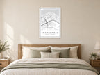 Thamesmead Street Map Poster at A1, as a poster, above a bed