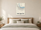 The Dalles Street Map Poster at A1, as a poster, above a bed