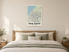 Den Haag Street Map Poster at A1, as a poster, above a bed