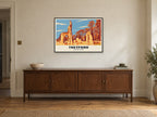 Thetford Priory Poster at A1, in a black frame, above a sideboard