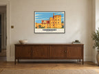 Thornbury Castle Poster at A1, in a black frame, above a sideboard