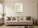Thorne Street Map Poster at A1, in a natural wood frame, in a sitting room