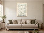 Thornton Street Map Poster at A1, in a natural wood frame, in a sitting room