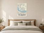 Tilbury Street Map Poster at A1, as a poster, above a bed