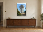 Tilehurst Water Tower — photographic print by Darren Seward at A1, in a black frame, above a sideboard