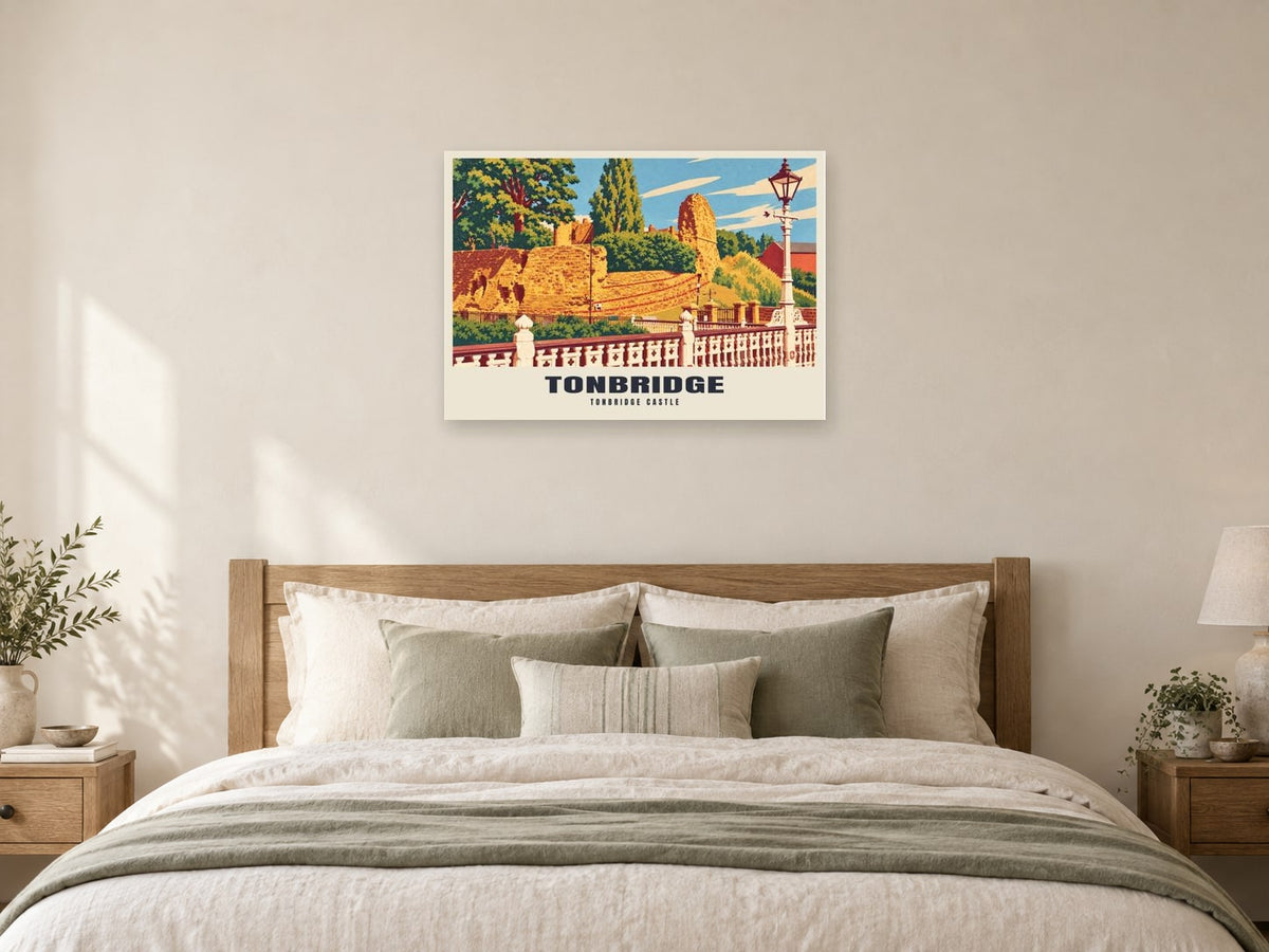 Tonbridge Castle Poster at A1, as a poster, above a bed