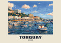 Torquay Gouache art print with TORQUAY and DEVON name band