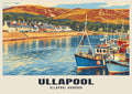 Ullapool Harbour poster in the Retro Railway style