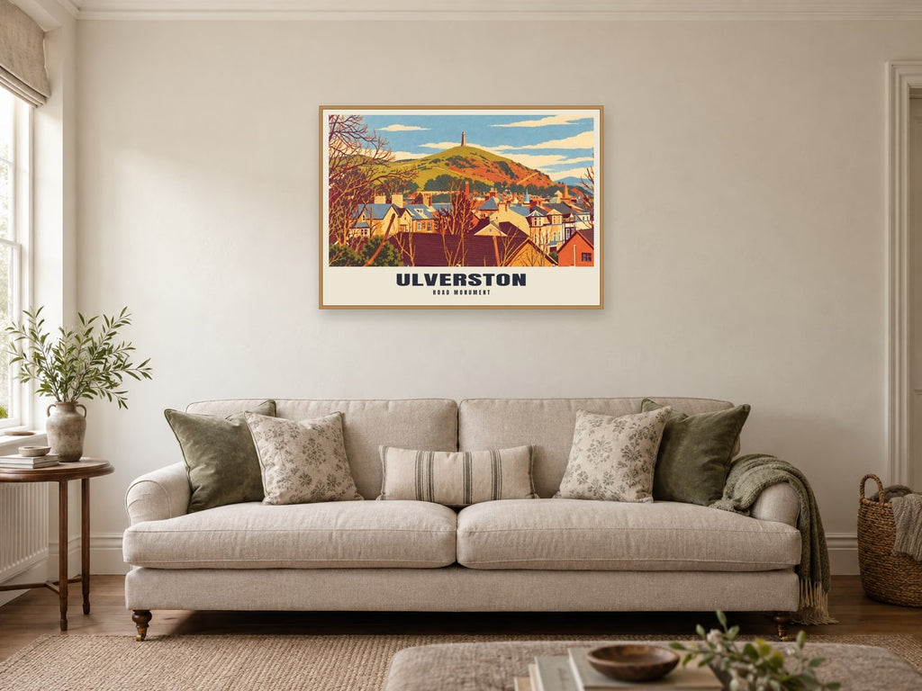 Hoad Monument, Ulverston Poster at A1, in a natural wood frame, in a sitting room