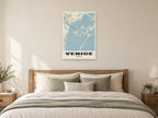 Venice Street Map Poster at A1, as a poster, above a bed