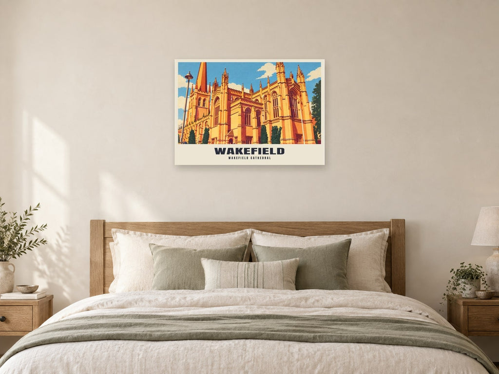 Wakefield Cathedral Poster at A1, as a poster, above a bed