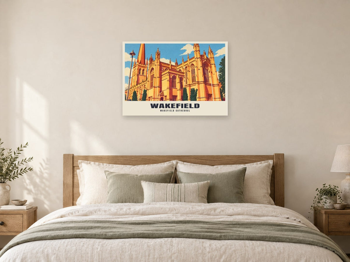 Wakefield Cathedral Poster at A1, as a poster, above a bed