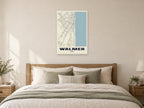 Walmer Street Map Poster at A1, as a poster, above a bed