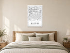 Wapping Street Map Poster at A1, as a poster, above a bed