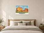 Warkworth Castle Poster at A1, as a poster, above a bed