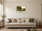 The Castle from the River, Warwick, 1890s Heritage Print at A2, in a natural wood frame, in a sitting room