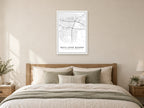 Wath upon Dearne Town Centre Street Map Poster at A1, as a poster, above a bed