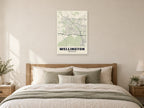 Wellington Street Map Poster at A1, as a poster, above a bed