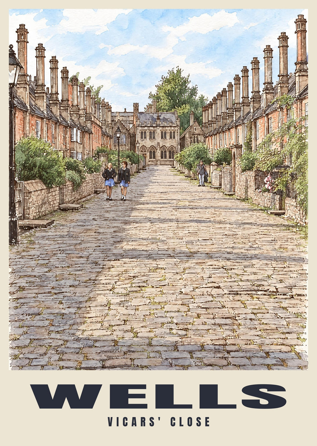 Vicars' Close, Wells poster in the Ink & Wash style