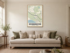 Wennington Heritage Street Map Poster at A1, in a natural wood frame, in a sitting room
