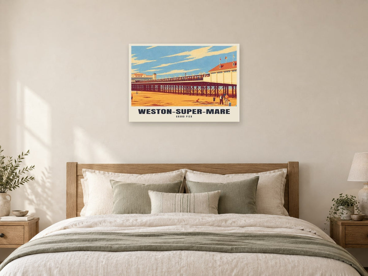Grand Pier, Weston-super-Mare Poster at A1, as a poster, above a bed