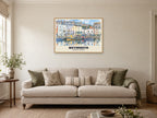 Weymouth Harbour Poster at A1, in a natural wood frame, in a sitting room