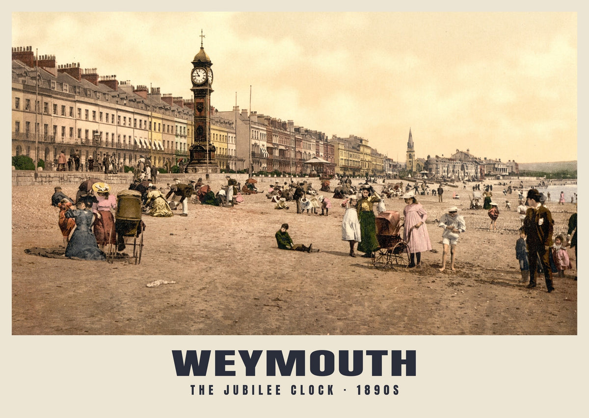 The Jubilee Clock, Weymouth, 1890s hand-coloured photochrom heritage print