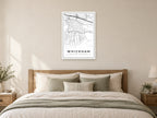 Whickham Town Centre Street Map Poster at A1, as a poster, above a bed