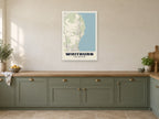 Whitburn Street Map Poster at A1, in a white frame, in a kitchen