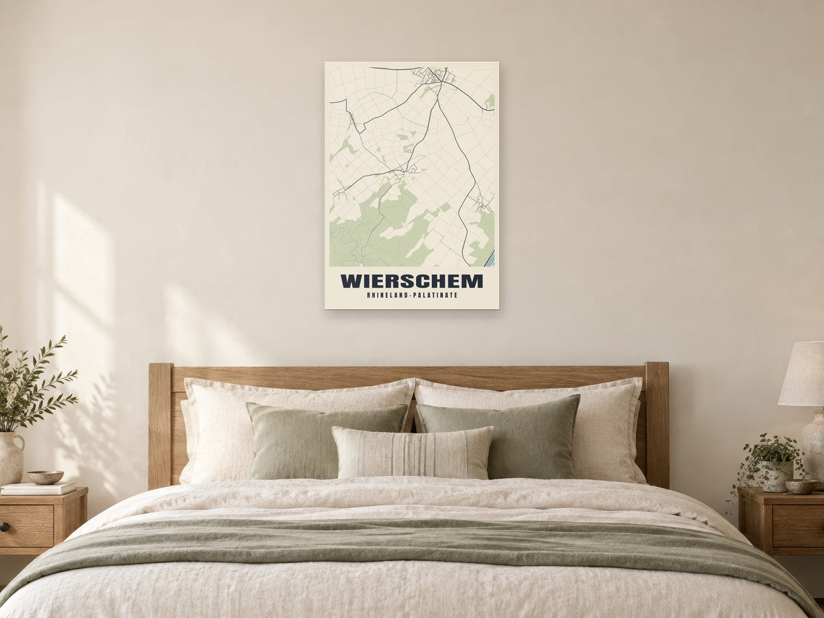 Wierschem Street Map Poster at A1, as a poster, above a bed
