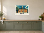 The Old Town Hall, Wilton Poster at A1, in a white frame, in a kitchen