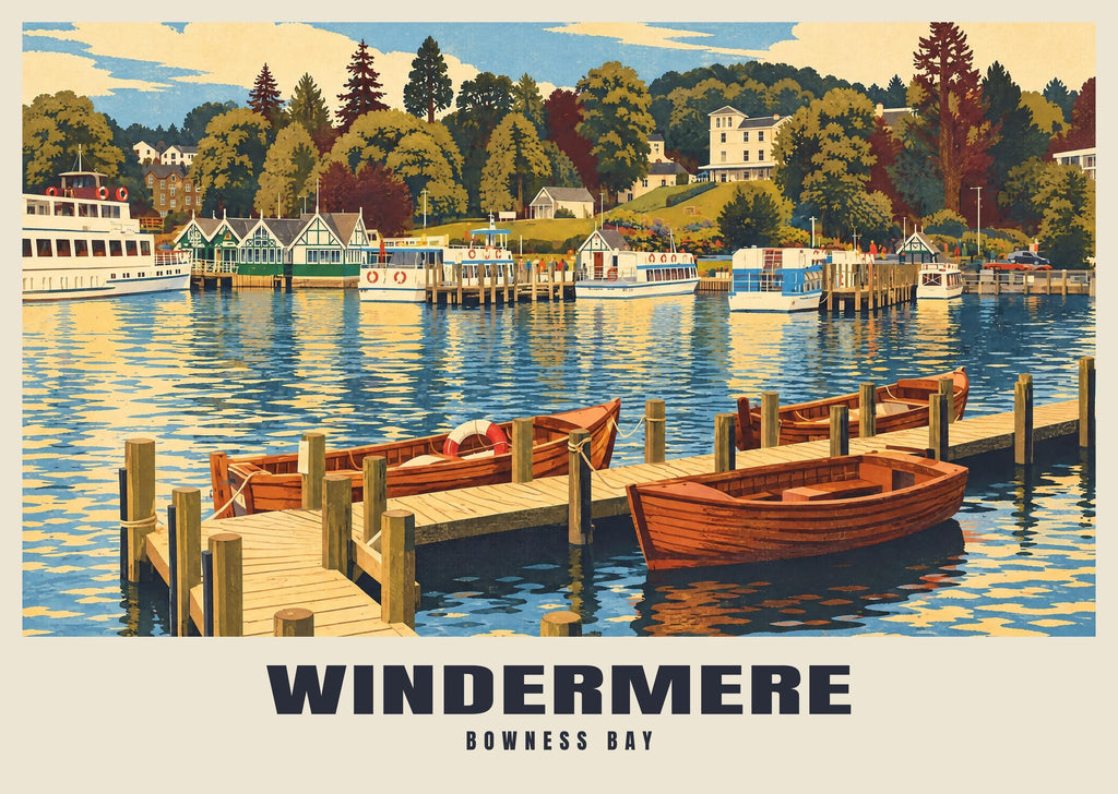 Bowness Bay, Windermere poster in the Retro Railway style