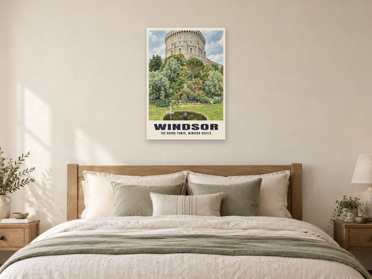 The Round Tower, Windsor Castle Poster at A1, as a poster, above a bed