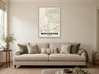 Wistaston Street Map Poster at A1, in a natural wood frame, in a sitting room