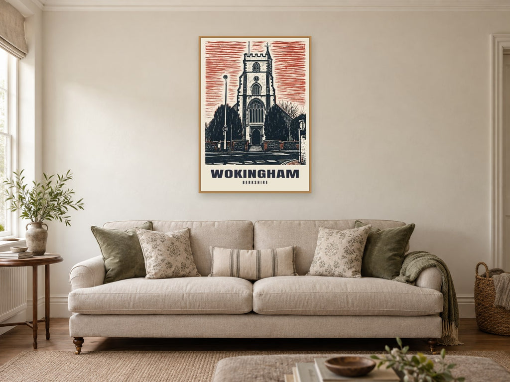 All Saints Church, Wokingham Poster at A1, in a natural wood frame, in a sitting room