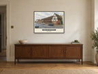 Rose Street, Wokingham Poster at A1, in a black frame, above a sideboard
