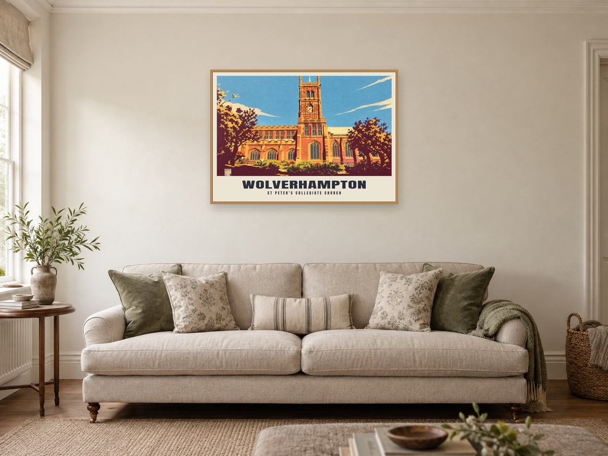 St Peter's Collegiate Church, Wolverhampton Poster at A1, in a natural wood frame, in a sitting room