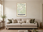 Wooburn Street Map Poster at A1, in a natural wood frame, in a sitting room