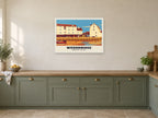 Woodbridge Tide Mill Poster at A1, in a white frame, in a kitchen